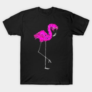 Flamingo Doodle White T-Shirt